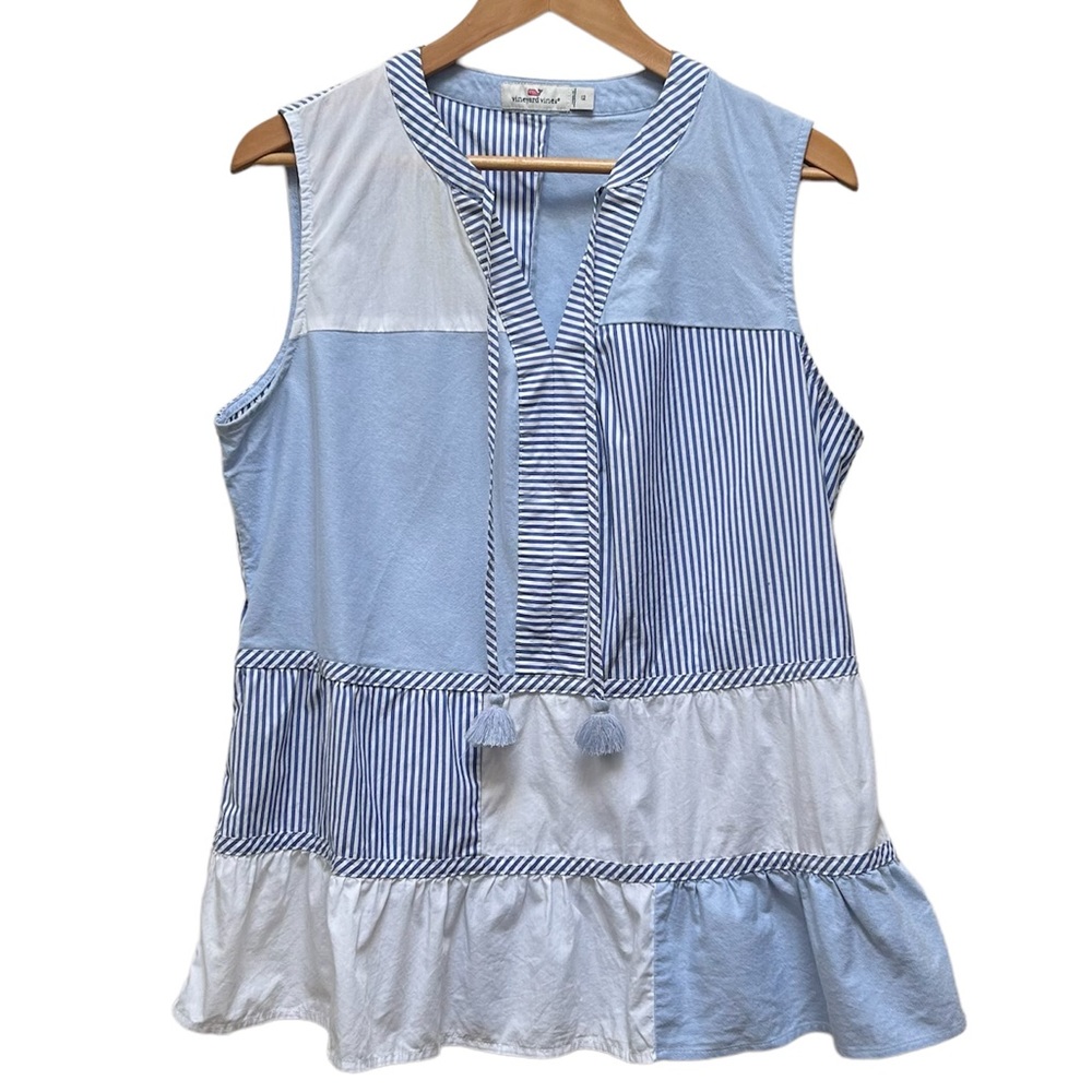 Vineyard Vines Skiff Stripe Mix Tiered Top Size 12